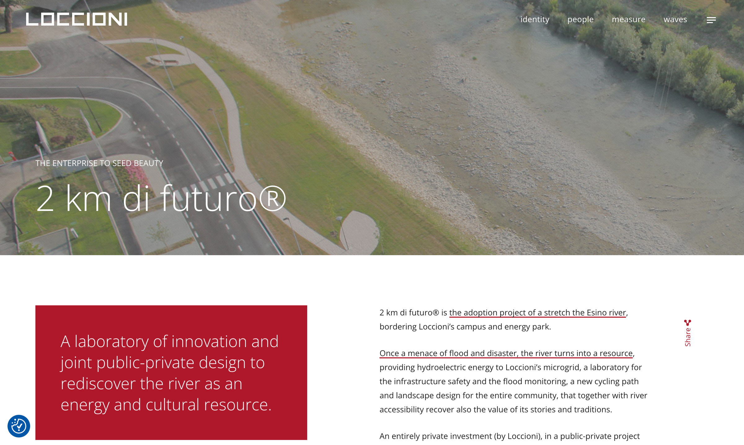 2 km di futuro® プロジェクトの歴史と企業文化（Loccioni 公式アーカイブより）